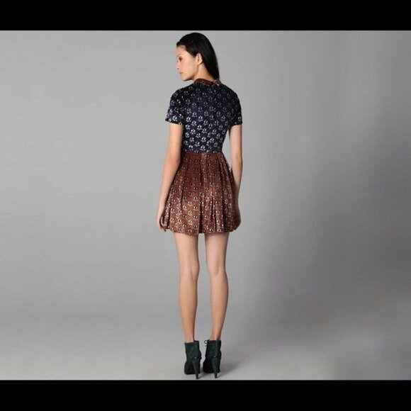Opening Ceremony Floral Peter Pan Velvet Colorblock Dress - Picture 6 of 8